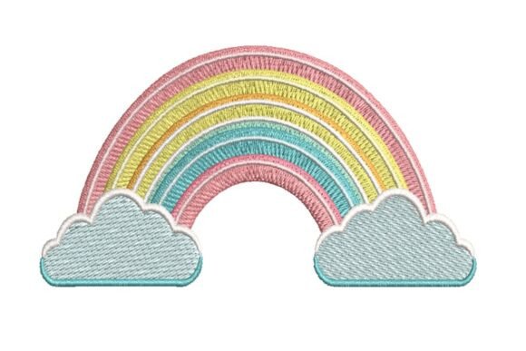 Pastel Rainbow Arch with Clouds Embroidery Design Review