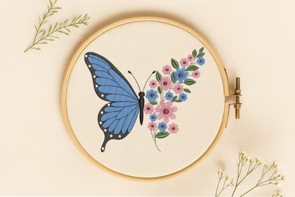 Review: Butterfly with Floral Embroidery Design for Etsy