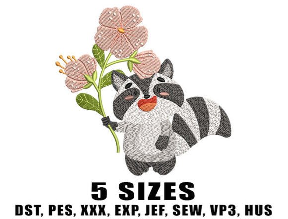 Review: Raccoon Cartoon Floral Embroidery Design for Merch