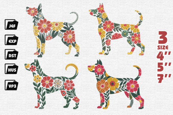 Review: Set 4 Floral Dog Silhouette Embroidery