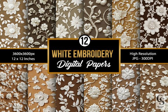 Reviewing White Needlework Embroidery Floral Paper